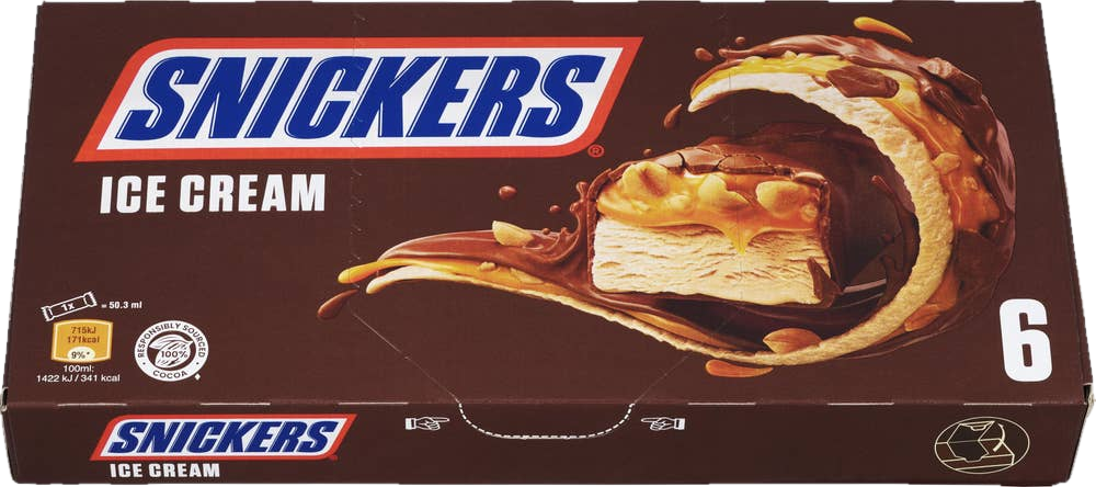Snickers-is 6 stk, 301,8 ml