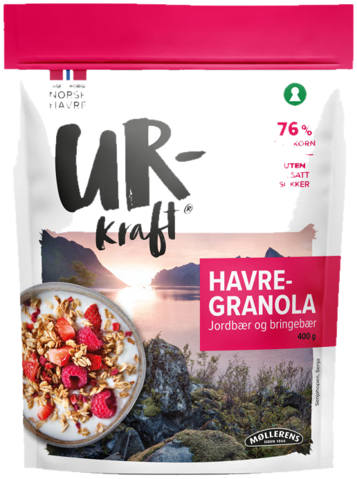 Havregranola Jordbær&Bringebær 400g Urkraft