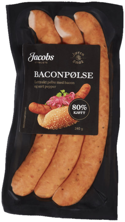 Baconpølse 80% 240g A.Idsøe/Jacobs Utvalgte